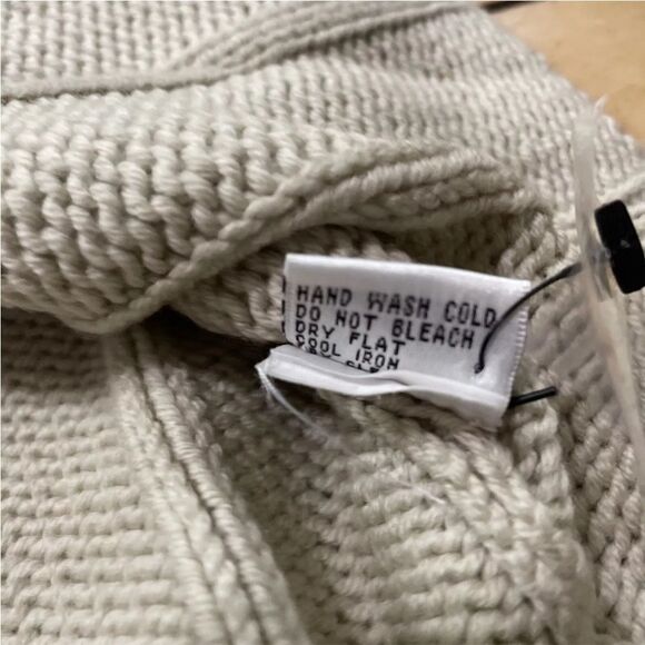 BURNS Wool Knit Duster Sweater Dress Womens 1X Vintage Tan Beige Long Cardigan - Picture 12 of 15